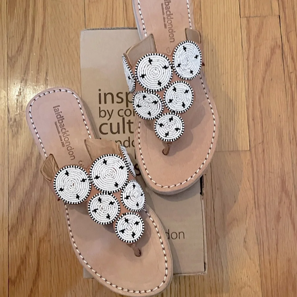 LAIDBACK LONDON Pemba White Sandals - Sizes 38 (US 7) & Size 39 (US 8) New - Picture 3 of 8